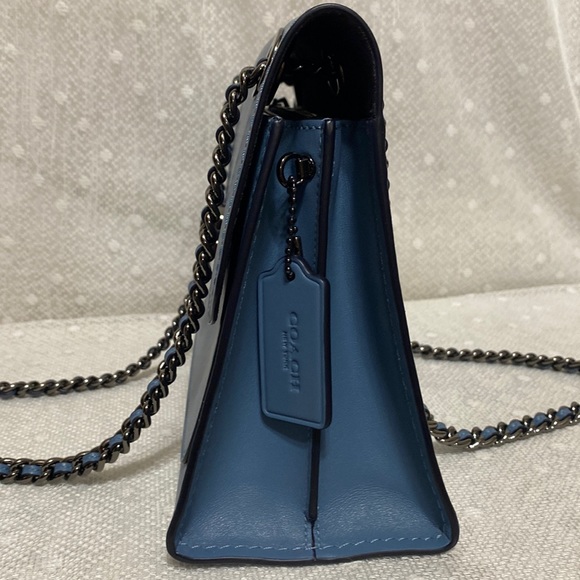 *SOLD*Coach Parker Slate Blue Leather Shoulder Bag - Picture 8 of 17